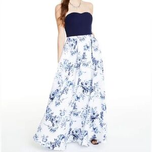 Size 9 Strapless Floral Gown